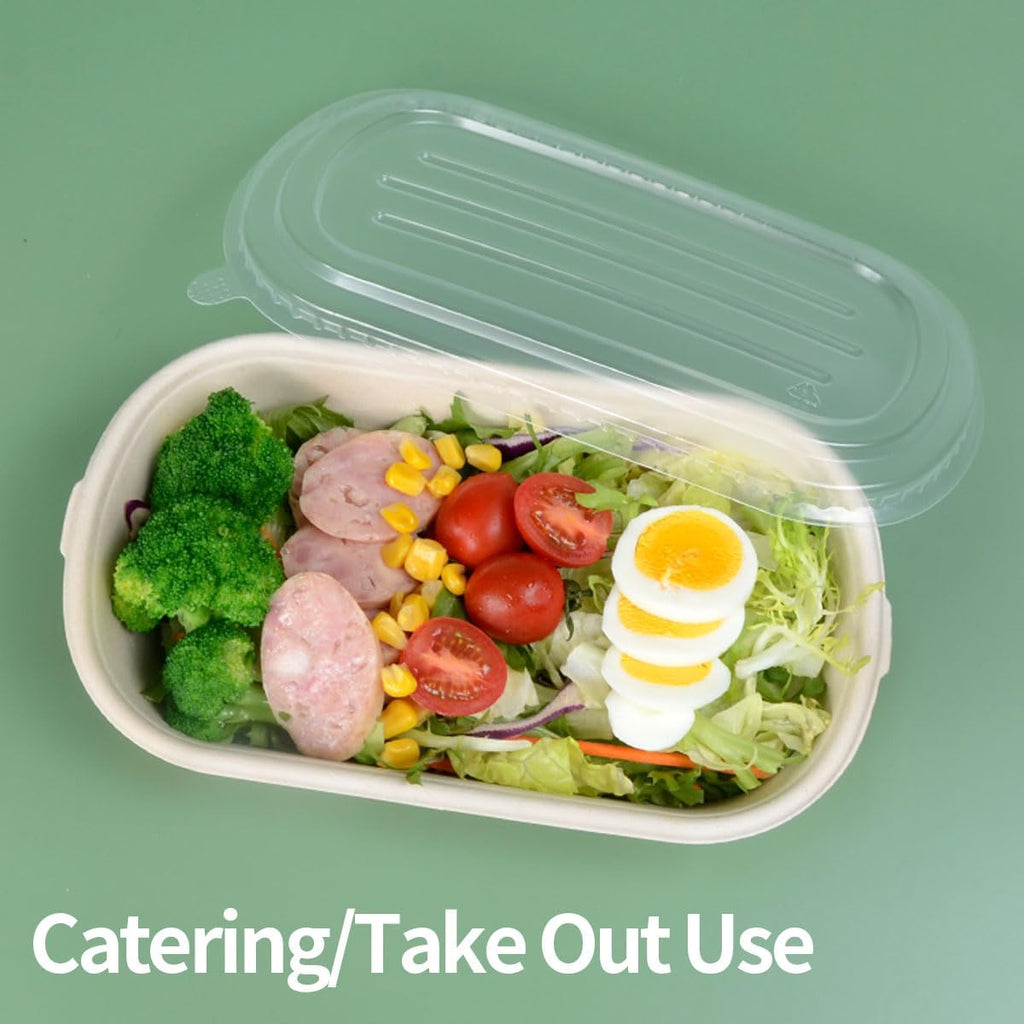 50 Pack 32 Oz Paper Meal Prep Containers Disposable Food Conatiners with Lids, Deep Large Meal Prep and Take Out Food Containers for Salads, Lunch (50 Bowls 50 Lids)