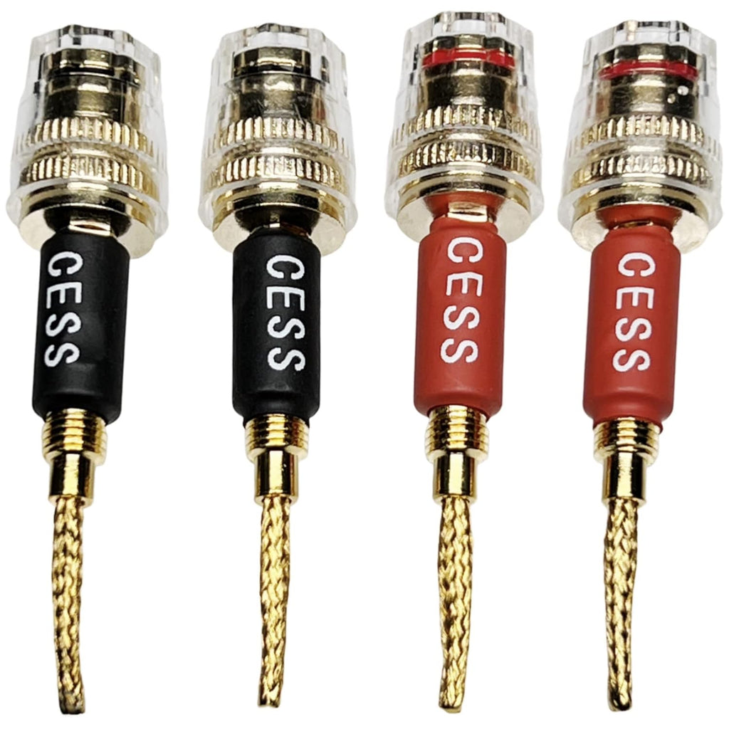 CESS-220 Pin Banana Plug to 4Mm Female Banana Jack/Speaker Wire, 4 Pack (Braided-Type to 4Mm)