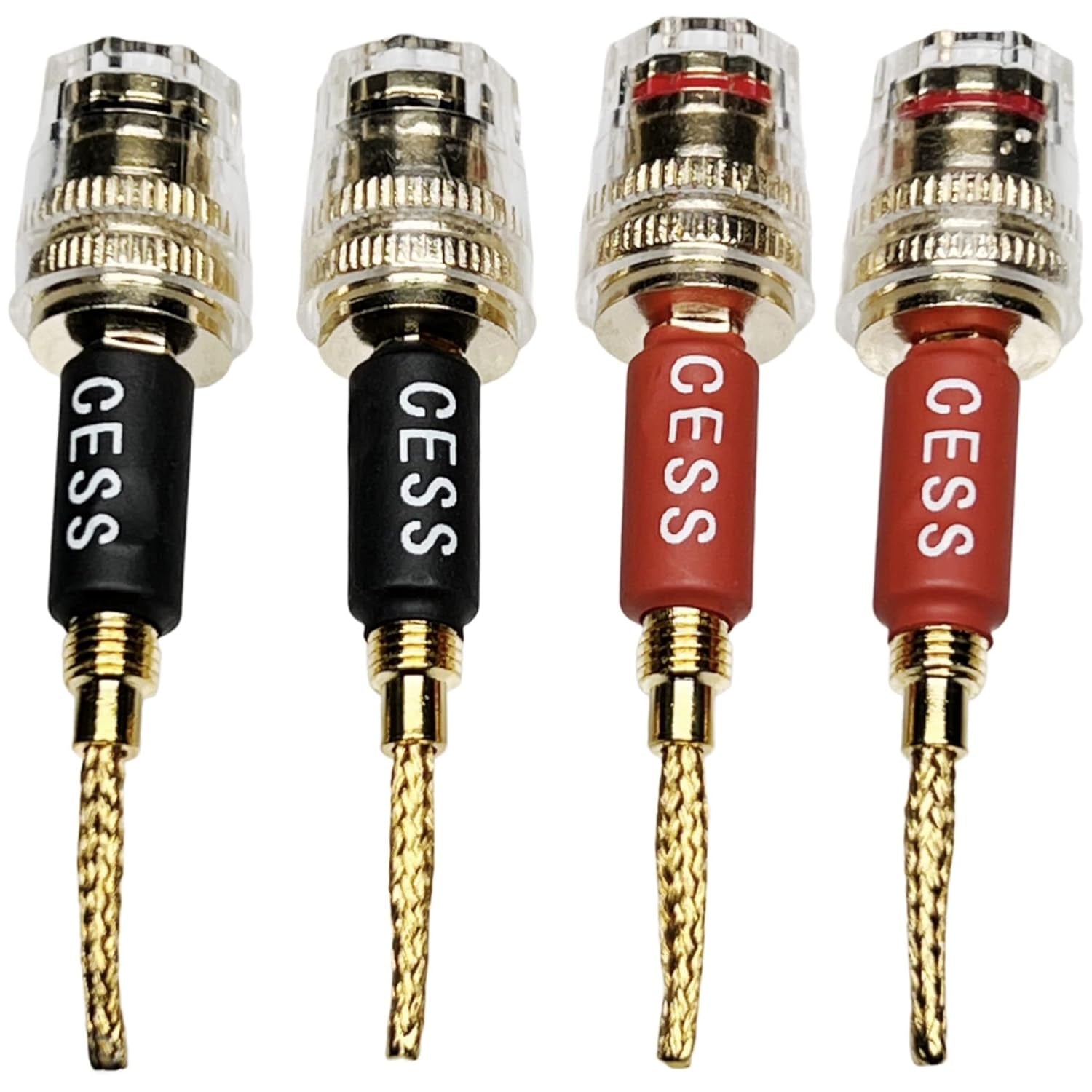 CESS-220 Pin Banana Plug to 4Mm Female Banana Jack/Speaker Wire, 4 Pack (Braided-Type to 4Mm)