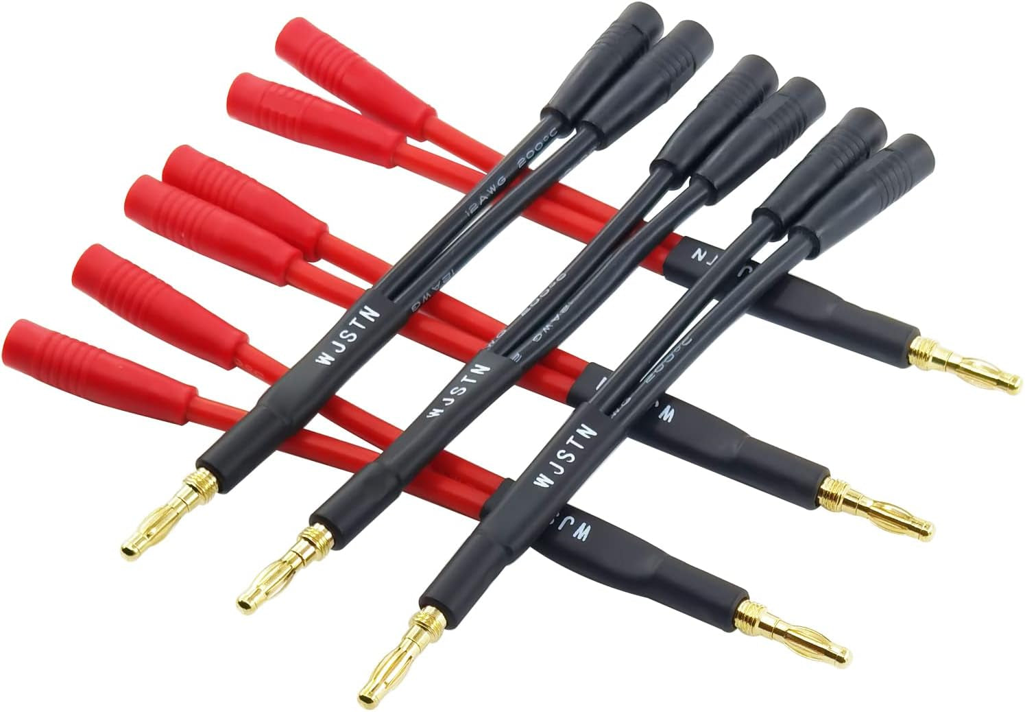 Banana Plug to 2-Female 4Mm Banana Jack Socket Plug Adapter,3 Inches Banana Plug Splitter，1 Male to 2 Female (6-Pack)