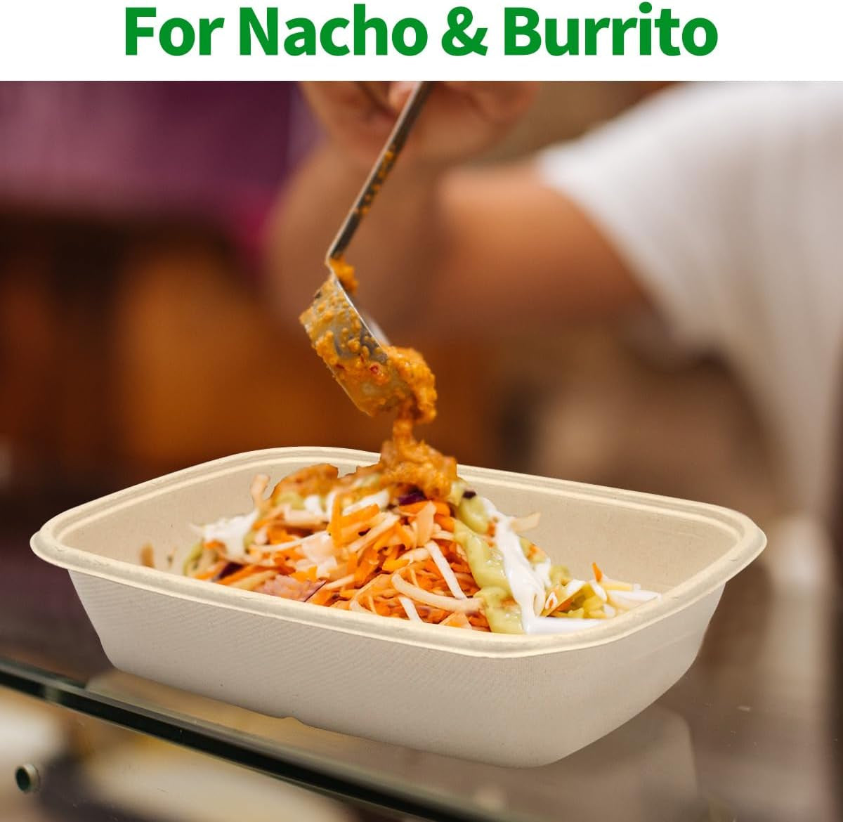 100 Pack 32 Oz Large Paper Bowls, Chipo-Tle Style Disposable Bowls for Burrito, Nacho, Taco Salad, Baked Potato, Nacho Bar Supplies for Party, 100 BOWLS ONLY