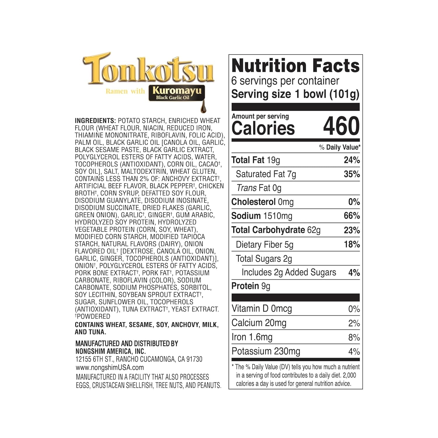 Tonkotsu Ramen with Kuromayu Noodle Big Bowl, 3.56 Ounce (Pack of 6)