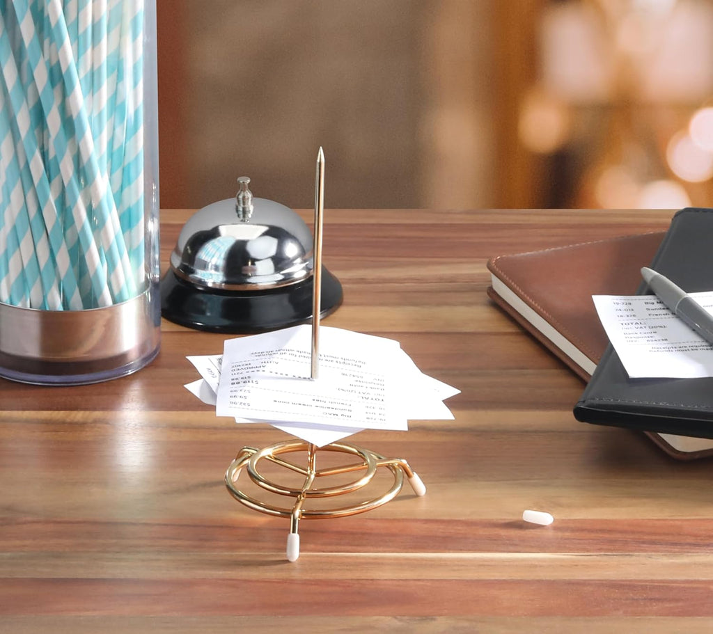 23770 Brass Plated Check Spindle Holder for Receipts, 6.5-Inch, Gold