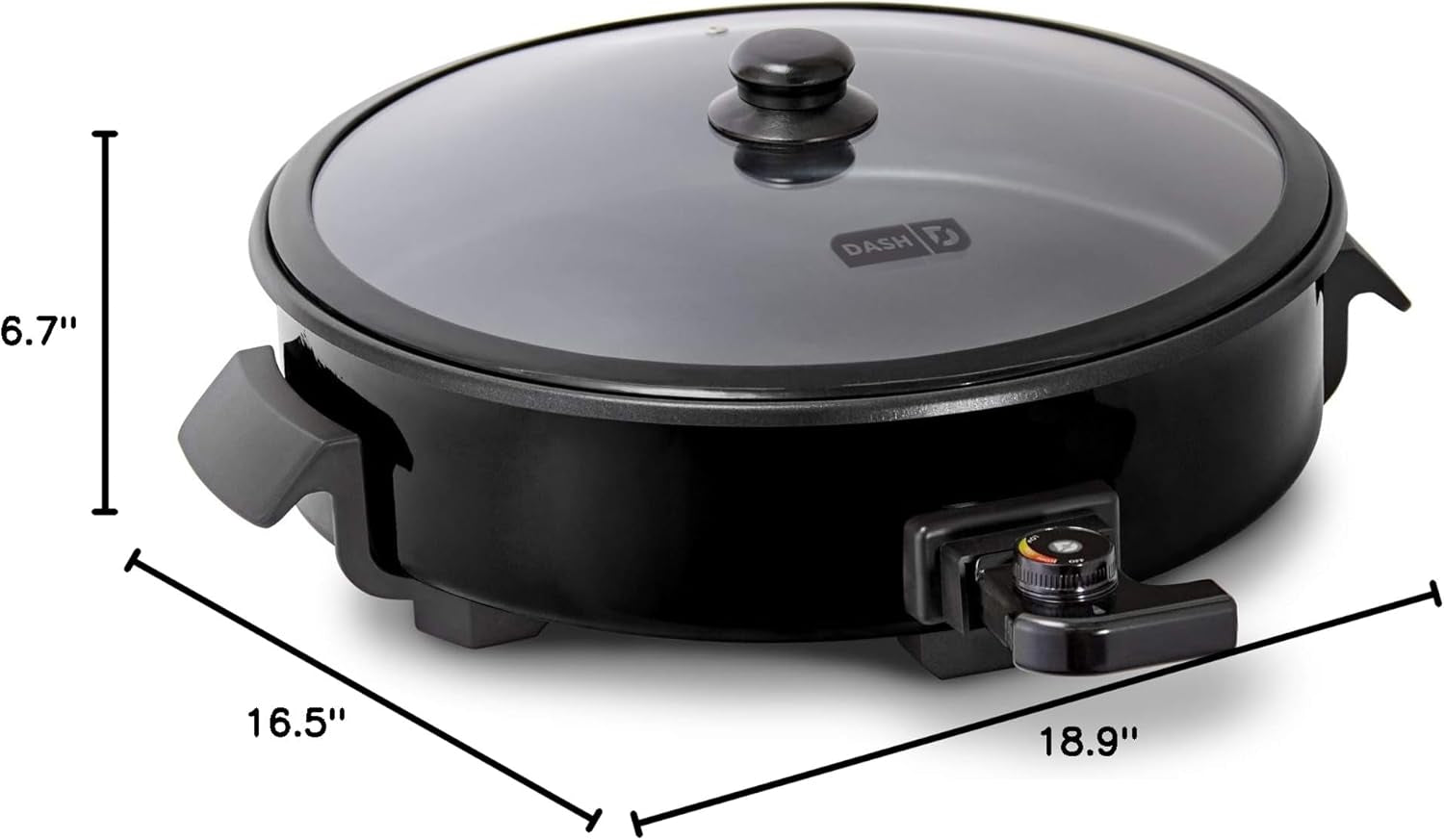 Family Size Electric Skillet with 14 Inch Nonstick Surface + Recipe Book for Pizza, Burgers, Cookies, Fajitas, Breakfast & More, 20 Cup Capacity, 1400-Watt - Black