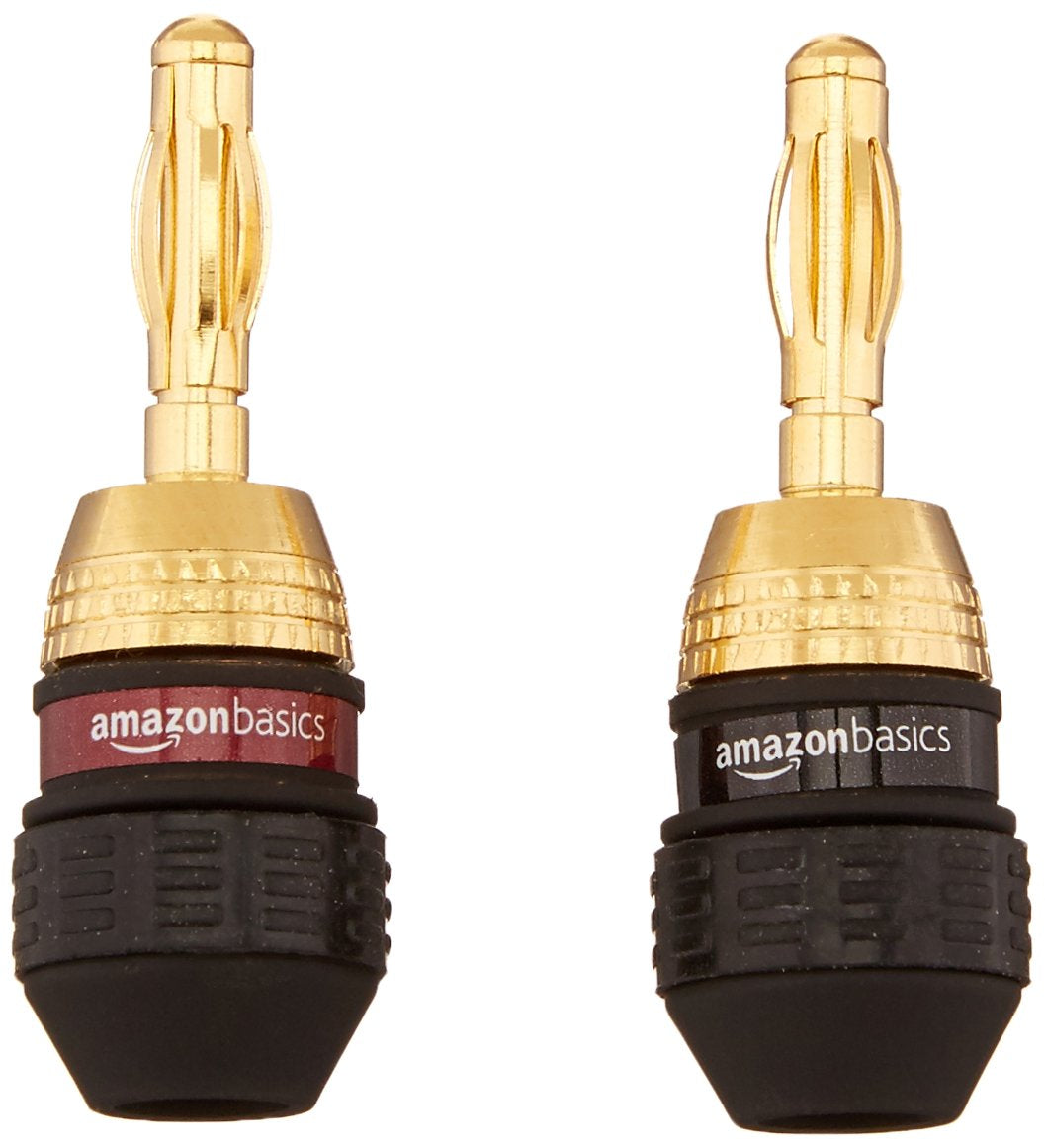 Speaker Connector Banana Plug to Banana Plug, 0.5" X 0.5" X 1.3", Black, 24 Count (Pack of 12)