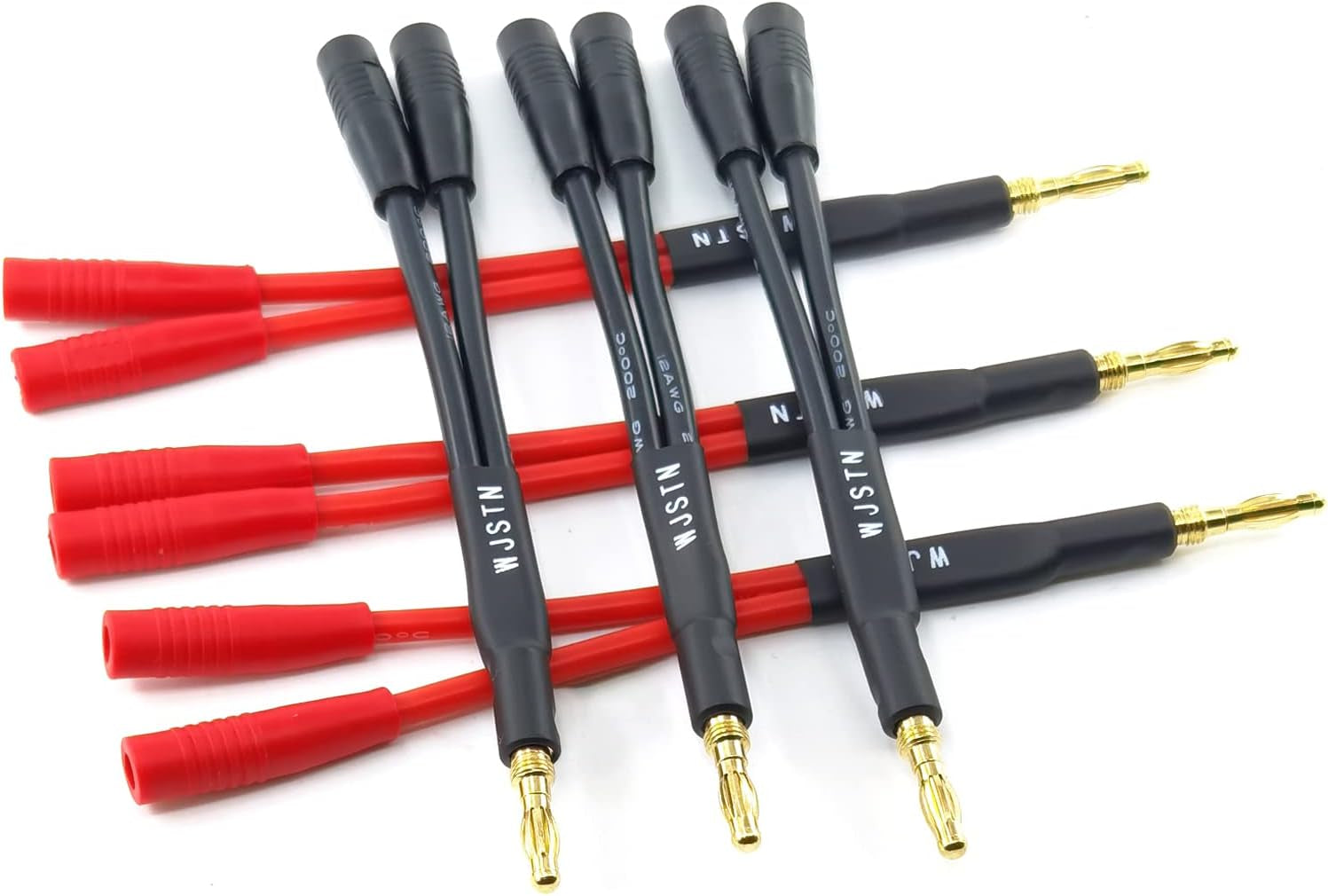 Banana Plug to 2-Female 4Mm Banana Jack Socket Plug Adapter,3 Inches Banana Plug Splitter，1 Male to 2 Female (6-Pack)