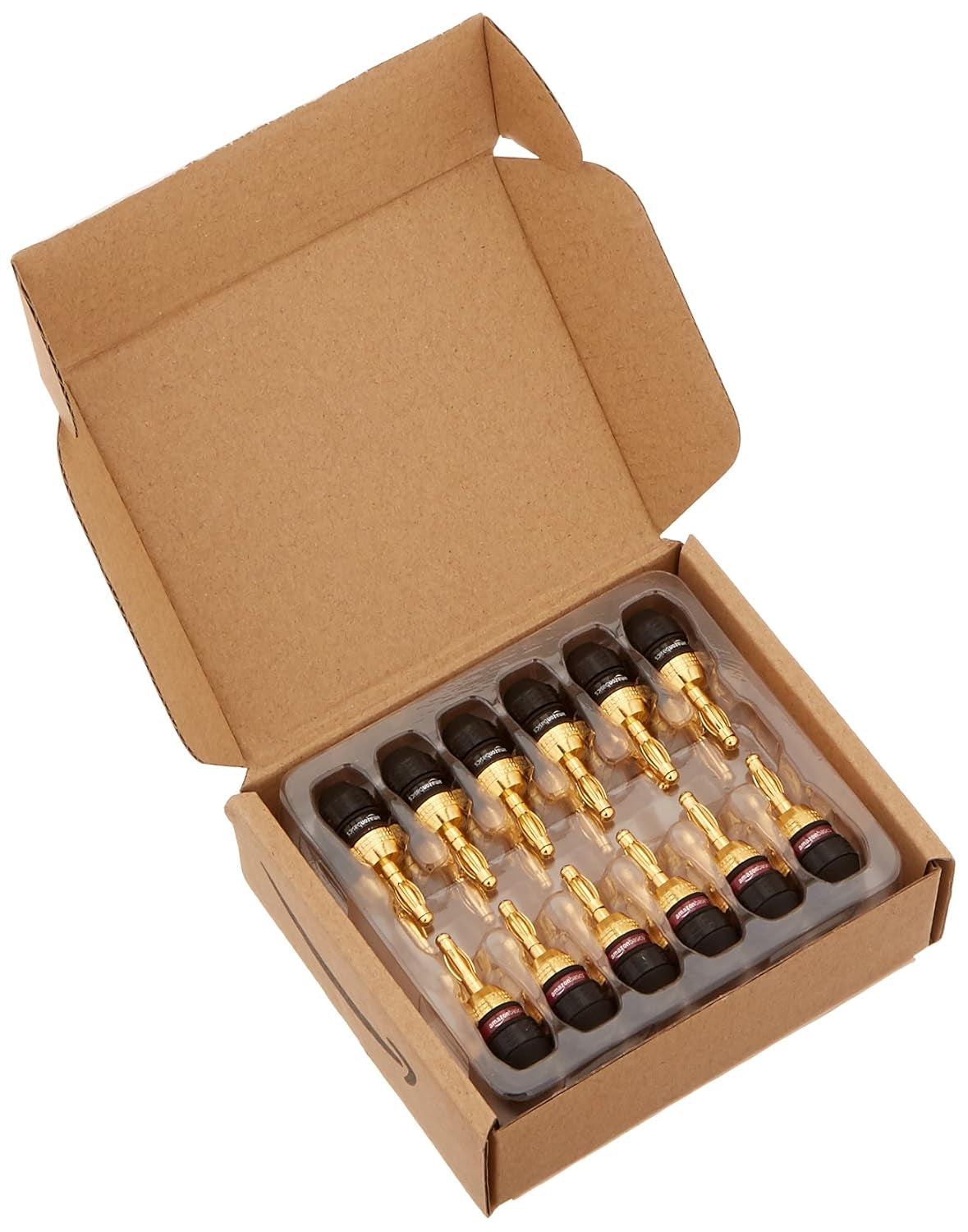 Speaker Connector Banana Plug to Banana Plug, 0.5" X 0.5" X 1.3", Black, 24 Count (Pack of 12)