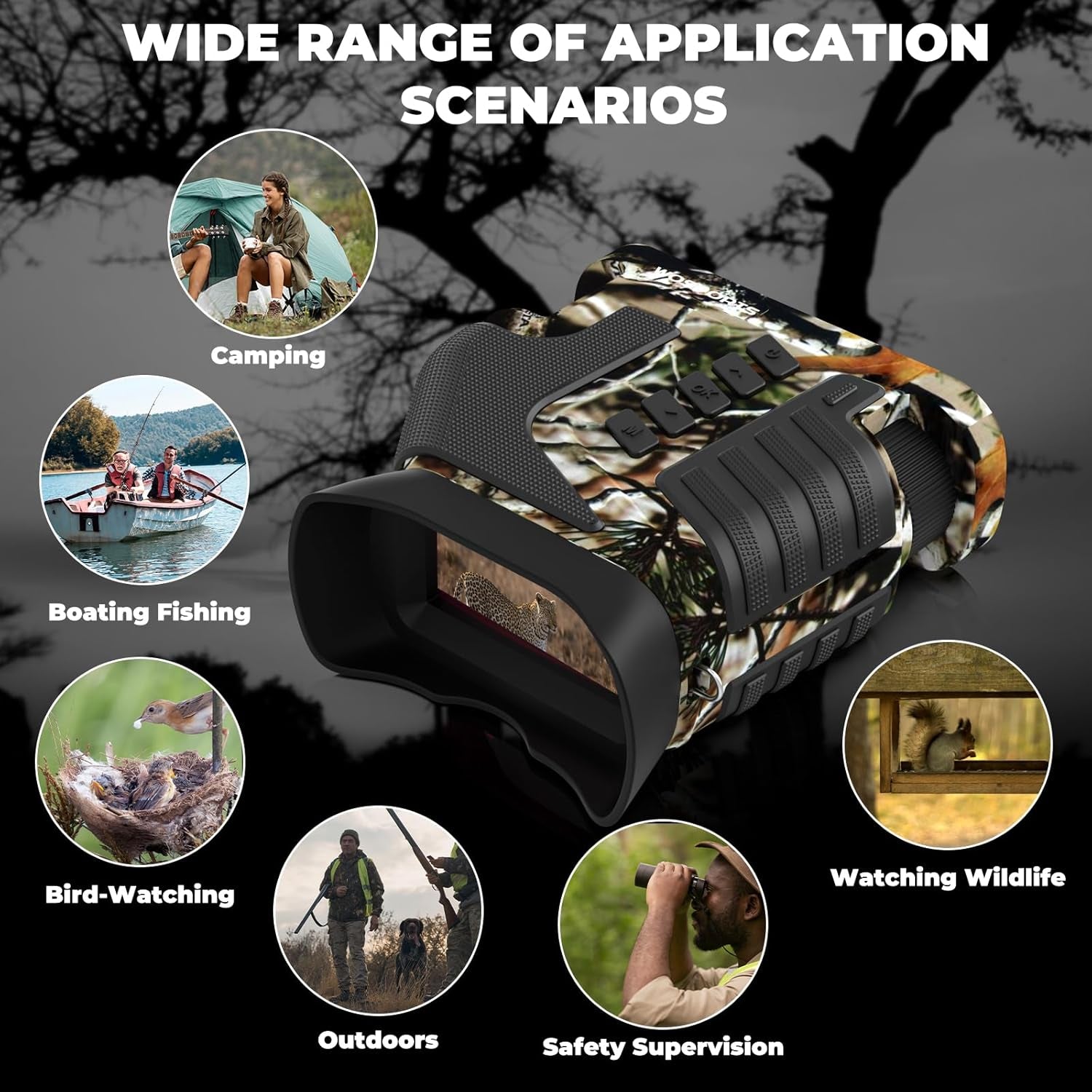 4K Night Vision Goggles– 10X Optical & 8X Digital Zoom, 1315FT Infrared Range, Rechargeable 5000Mah Battery, IPX Waterproof, Ideal for Camping