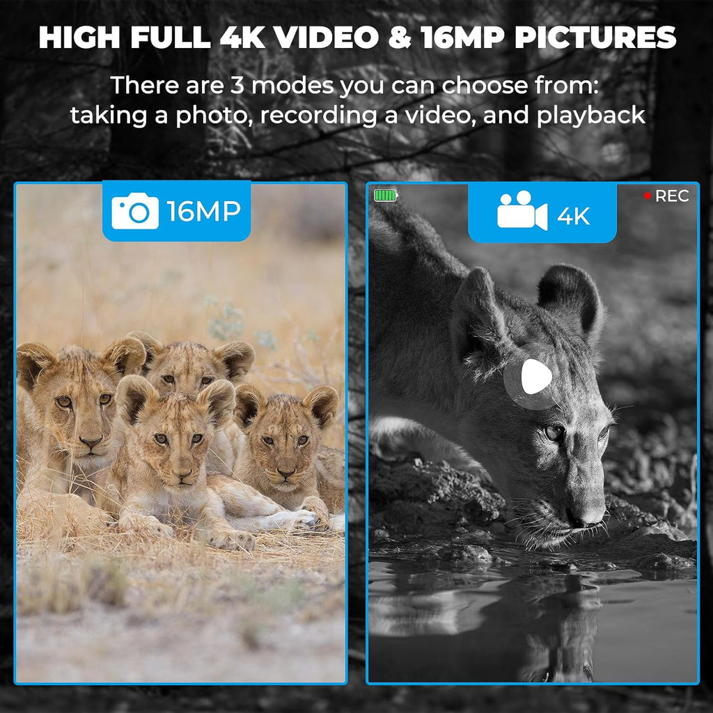 4K Night Vision Goggles– 10X Optical & 8X Digital Zoom, 1315FT Infrared Range, Rechargeable 5000Mah Battery, IPX Waterproof, Ideal for Camping