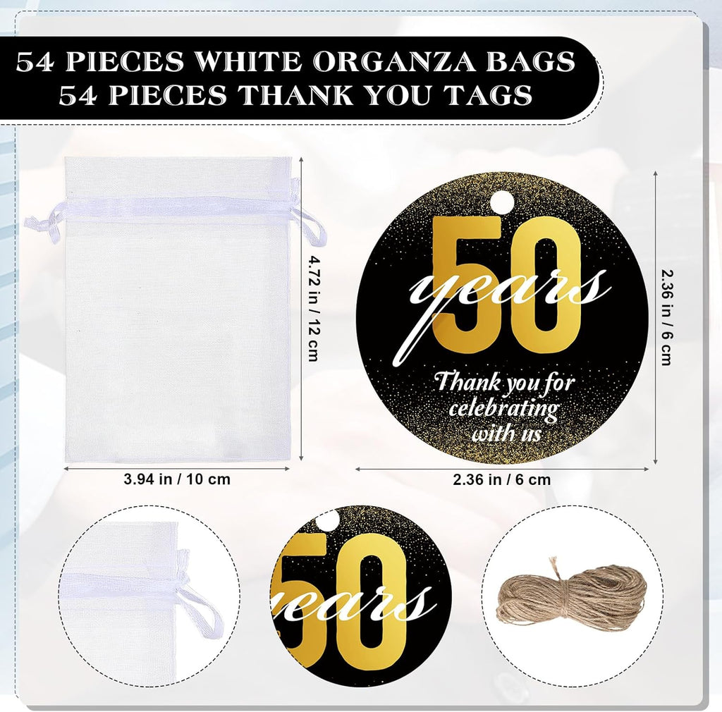 54 Sets 50Th Birthday Party Favors for Guests Birthday Beer Opener Keychain Cheers to 50 Bottle Opener Keychain with Thank You Cards and Gift Bags for Anniversary Wedding Party Favors