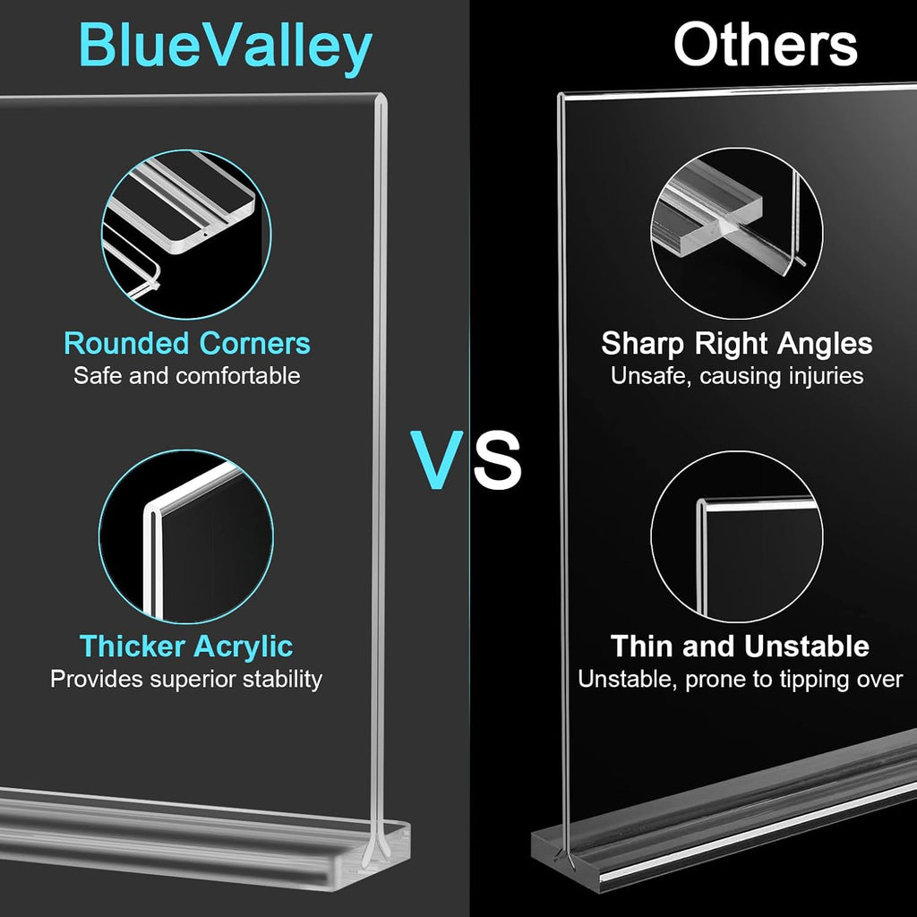 Clear Plastic Flyer Sign Holder 8.5 X 11 Standing, Horizontal Table Top Acrylic Brochure Menu Signs Holder, Double Sided Plexi Picture Photo Frame Lucite Paper Display Stand for Office Retail Vendor Show Fairs