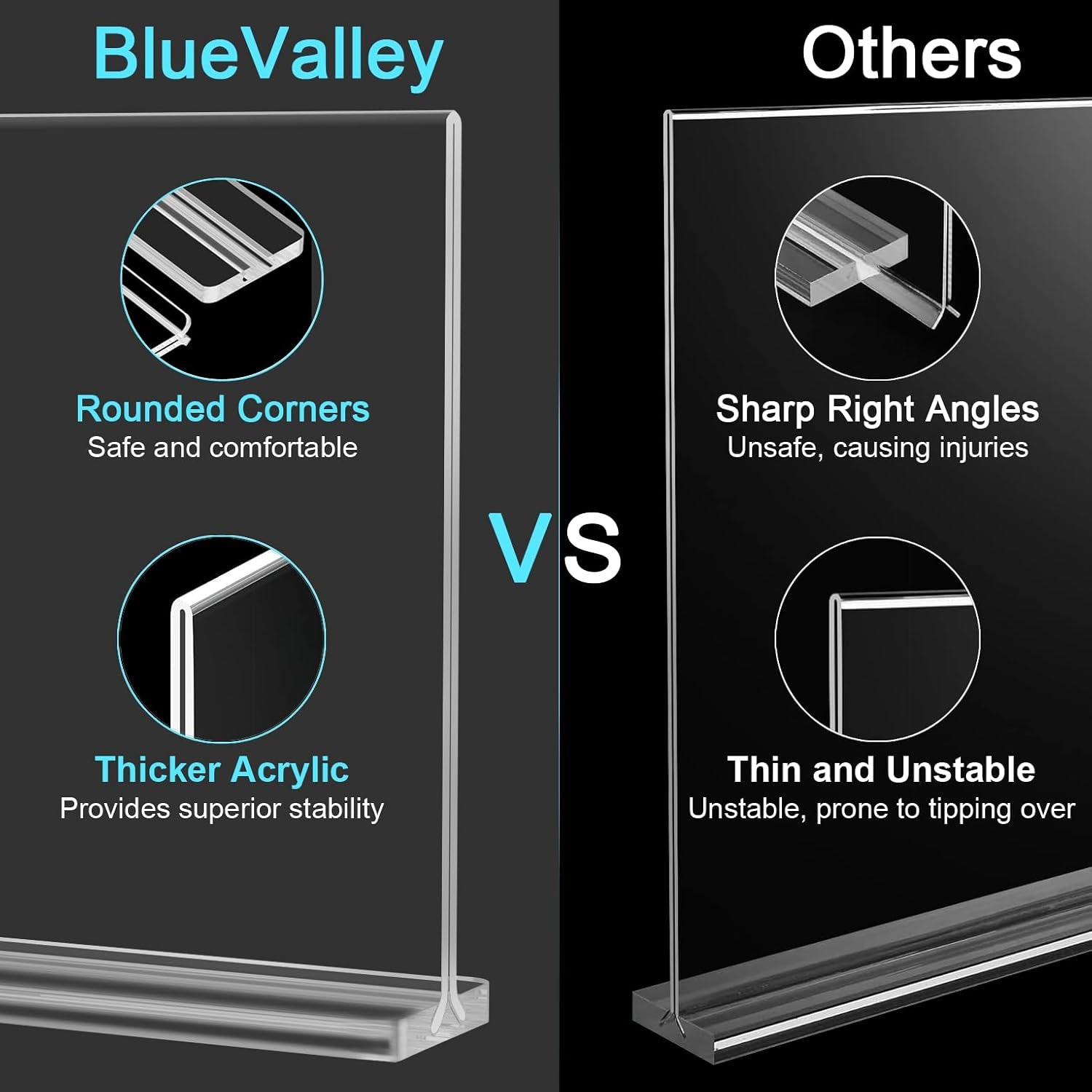 Clear Plastic Flyer Sign Holder 8.5 X 11 Standing, Horizontal Table Top Acrylic Brochure Menu Signs Holder, Double Sided Plexi Picture Photo Frame Lucite Paper Display Stand for Office Retail Vendor Show Fairs