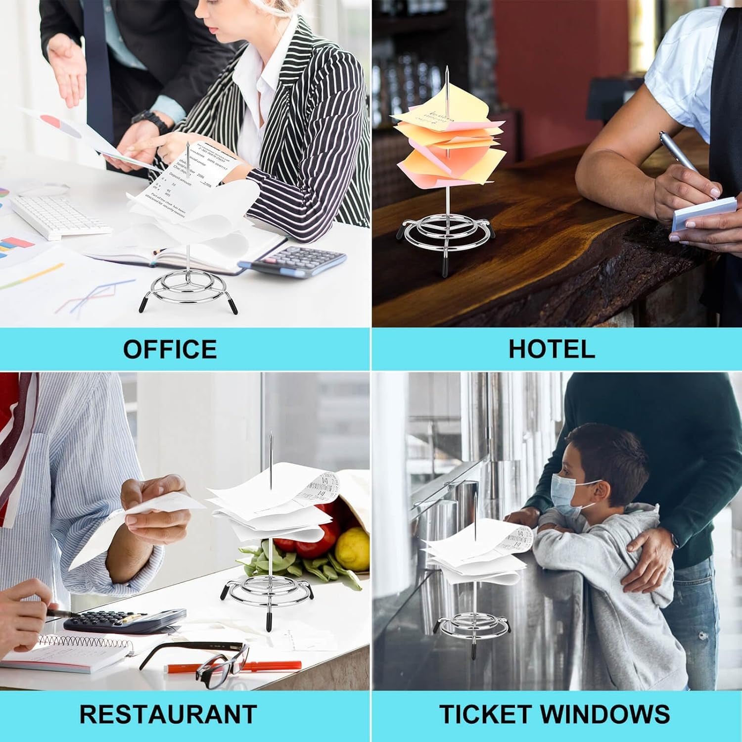 4PCS Ticket Stabber Holder, Receipt Spike, Ticket Spike, Check Spindle, Bill Fork,Ticket Stabber for Restaurant, Memo Holder