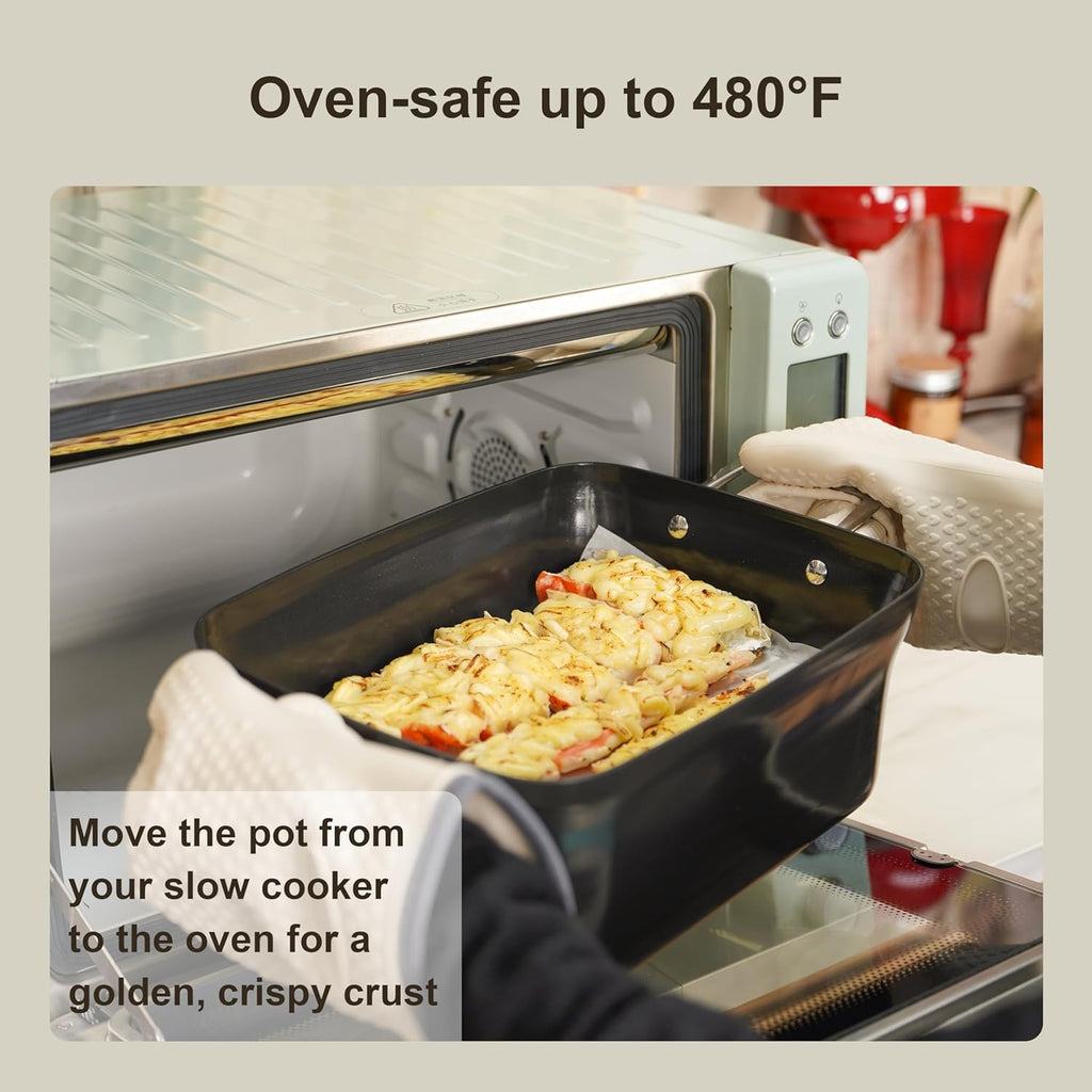 7-Quart Slow Cooker | Pfoa-Free Ceramic Coating, Dishwasher Safe Oven Safe to 450°F, Perfect for Large Families, Entertaining (With Timer)